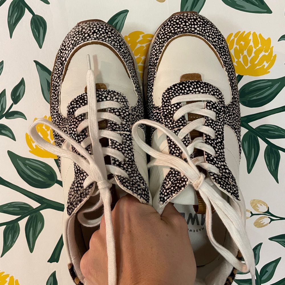 Madewell kickoff leather sneakers size 8 spotted speckled leopard/animal print.